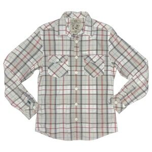 Burton Men's Small Red Black Plaid‎ Long Sleeve Button Up Shirt Outdoor Hiking